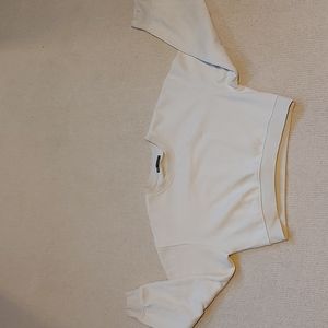 Zara White Cropped Crewneck S